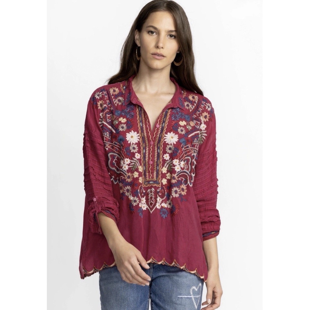 Stunning Johnny Was XL Aubrette Embroidered Top Boho Flowy
